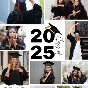 Black and White Modern Photo Collage Graduation Card