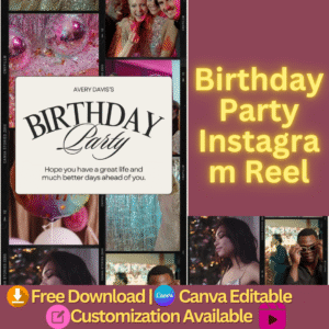 Beige Black Minimalist Collage Birthday Party Instagram Reel