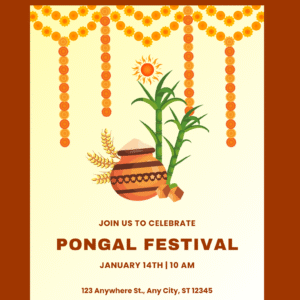 Festive Yellow Pongal Festival Celebration Flyer